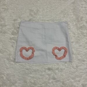 NWT Pretty Damage White Skirt  with pink lace heart appliques Medium